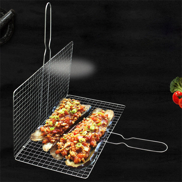 1/2x BBQ Fish Grilling Basket Grill Camping Net Meat Vegetable Kitchen Tool AU