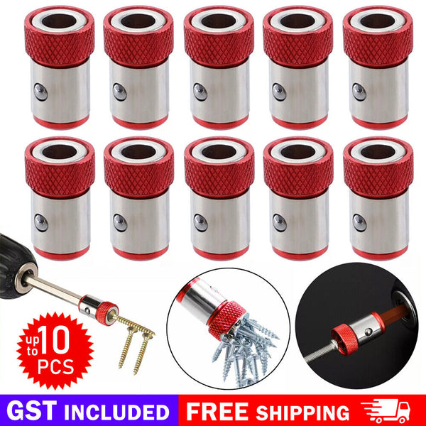 3-6PCS Drill Head Screwdriver Bits Strong Magnetizer Metal Magnetic Ring Red AU