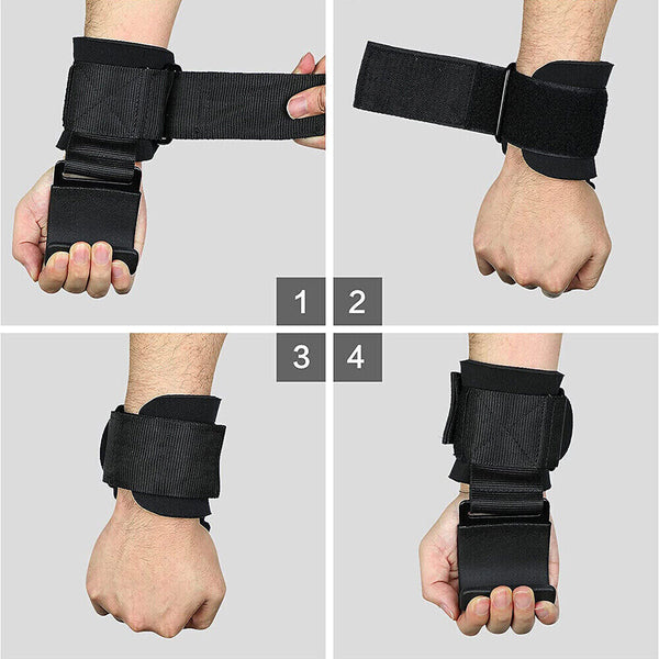 WEIGHT LIFTING POWER HOOKS POWER GRIPS WRIST SUPPORT BAR STRAPS GYM HOOK GLOVES