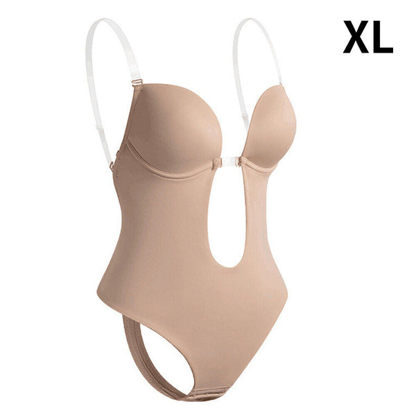 Women Invisible Push Up Bra Backless Bodysuit wedding Party Bra Deep U Underwear