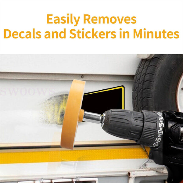 Decal Rubber Eraser Caramel Wheel Pinstripe Sticker Remover w/ Drill Adapter