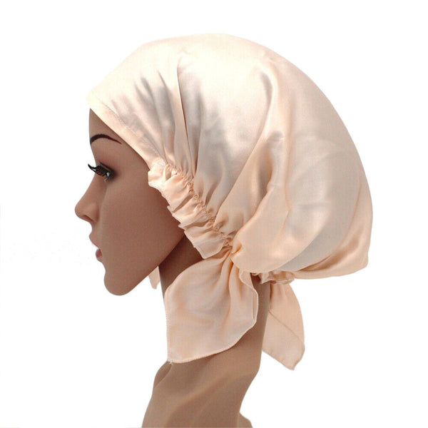 Pure Mulberry Silk Adjustable Night Cap Soft Sleeping Cap Hair Care Wrap Bonnet