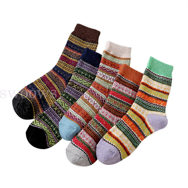 1-10 Pairs Thermal Socks Winter Nordic Wool Blends Cashmere Thick Warm Knitted