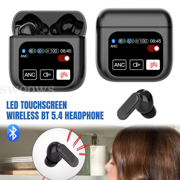 LED Touchscreen Wireless Bluetooth 5.4 Headphone Visible Active TWS Earphones