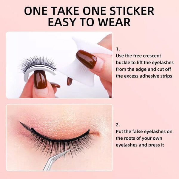 2PCS Eyelashes Self-Adhesive Natural Multiple Reversible Glue Free Reusable Box