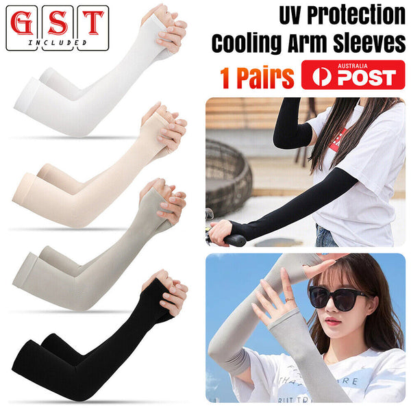 UV Sun Protection Cooling Long Arm Driving Half Finger Gloves Sleeve Sports