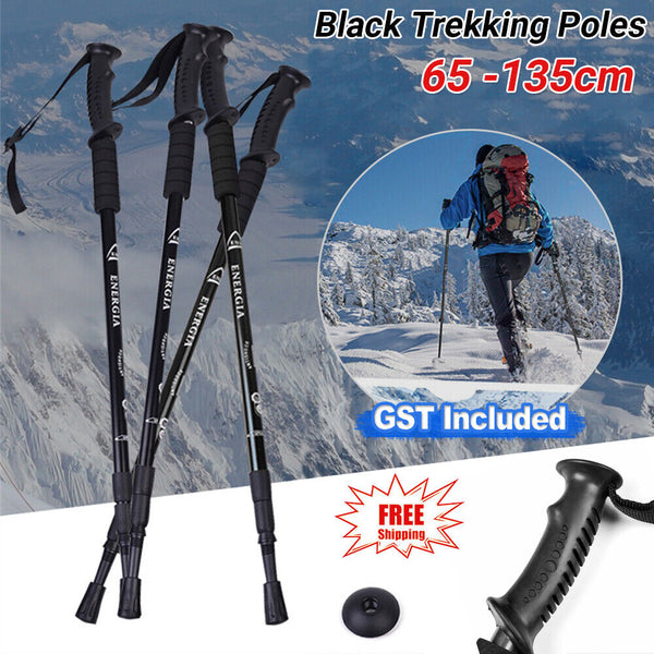 Adjustable Lightweight Hiking Trekking Poles Walking Stick Anti Shock Camping AU