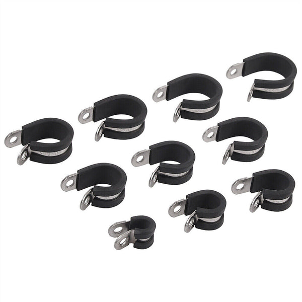 up100 P Clips Rubber Lined Cable Hose Pipe Clamps Holder Air Clip Clamp 6mm-24mm