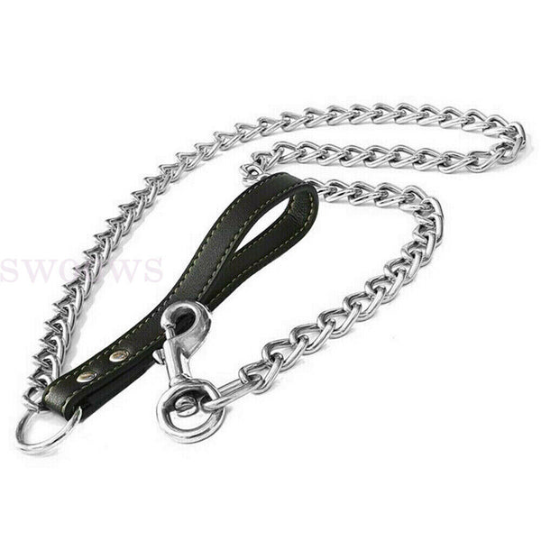 Metal Chain Dog Lead With Handle Long Strong Control Leash 0.2*120cm Heavy Duty