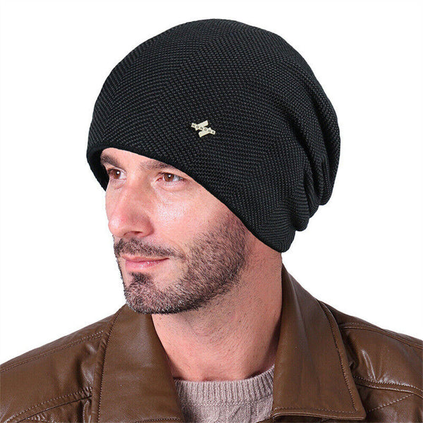 Thick Knitted Wool Hat Winter Warm Cap Men Women Beanie Fleece Ski Skating Cap