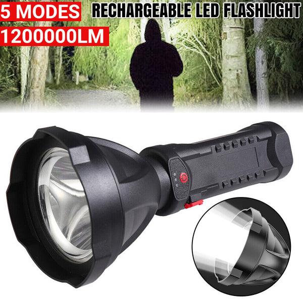 1200000lm LED Flashlight USB Rechargeable Super Bright Torch Lamp Light