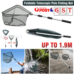 Fishing Landing Net Portable Black Triangle Fish Mesh Foldable Pole Handle