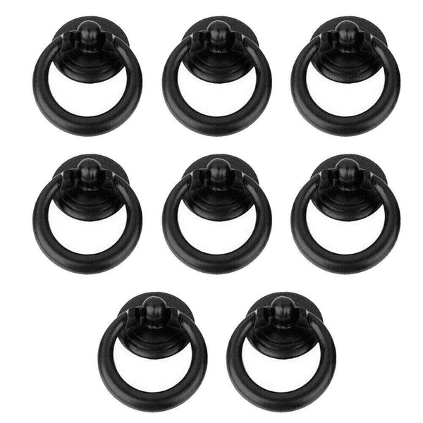 1-10 Black Ring Pull Handle Cabinet Knob Drawer Dresser Cupboard Drop Zinc Alloy