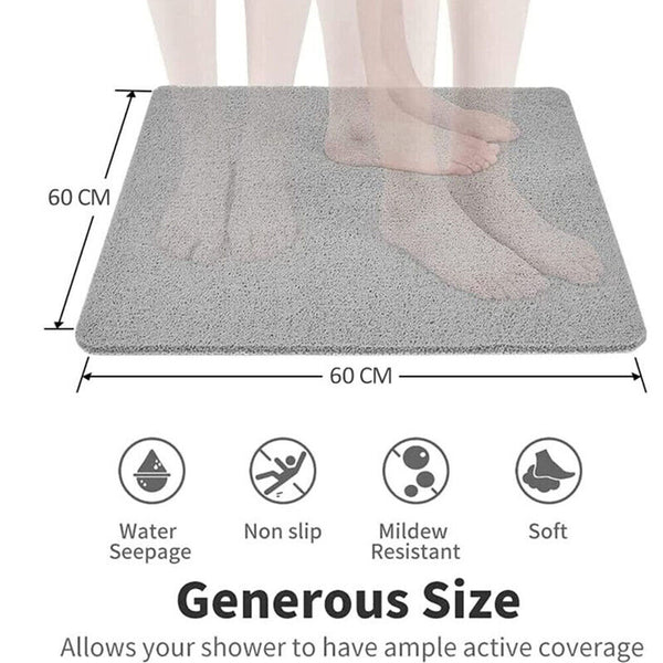 Anti Slip Loofah Shower Rug Bathroom Bath Mat Carpet Water Drains Non Slip AU