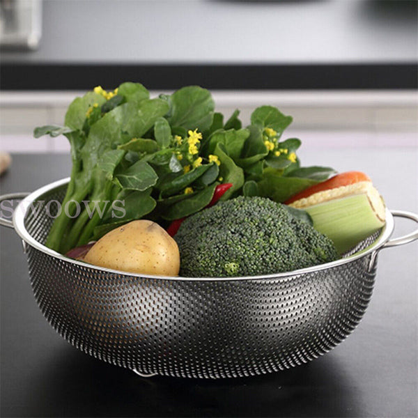 Stainless Steel Fine Mesh Strainer Colander Food Rice Vegetable Fruits Sieve