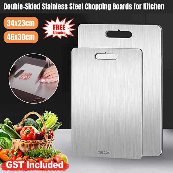 Stainless Steel Cutting Board Double-Sided Chopping Boards for Kitchen Camping