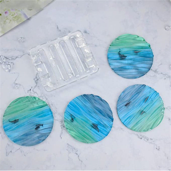 Coaster Cup Mat Mold Wave Diamond Pattern Silicone Mould for Epoxy Resin Casting