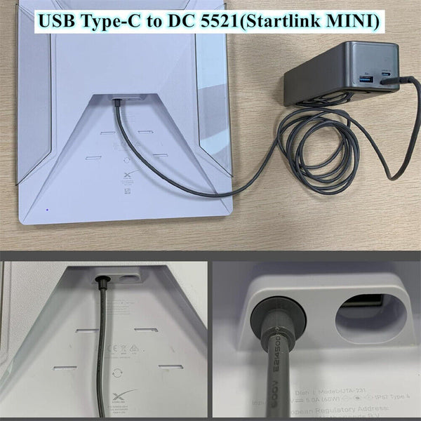 1/2x Waterproof USB C To DC Cable For Starlink Mini Fast And Reliable Charging