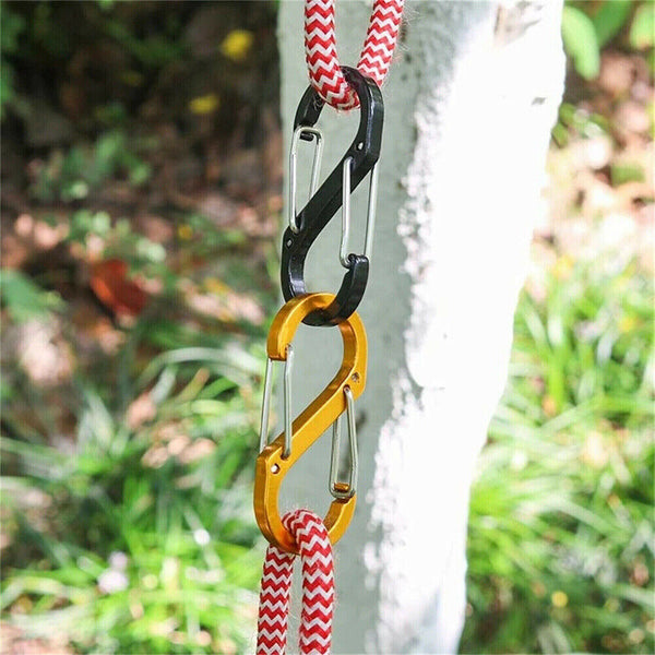 UP 100X Cable Carabiner Camping Hiking Hook Chain Key S-Ring Lock Clip Holder