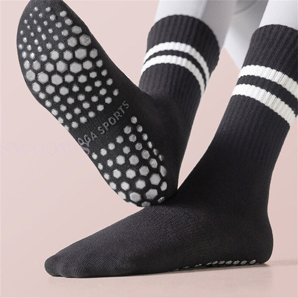 1/3Pair Yoga Socks Non-Slip Grips Anti-Skid Pilates Barre Dance Cushioned Sock