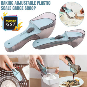 2pcs Baking Adjustable Plastic Scale Gauge Scoop Kitchen Measuring Spoons