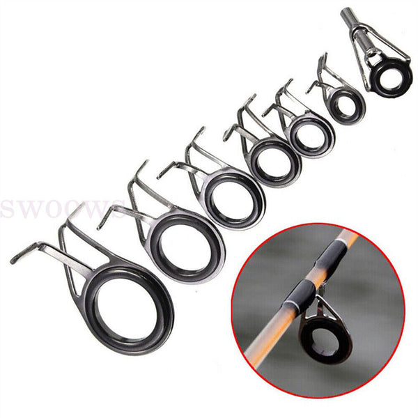 45pcs Fishing Rod Guides Repair Kit Ceramic & Stainless Guide Tip Top Eyelet