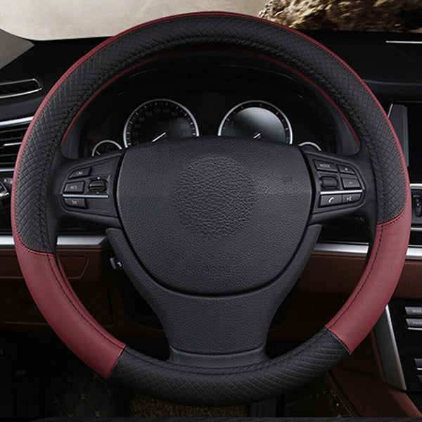 38CM Universal Auto Car Steering Wheel Cover Anti-Slip Wheel Protector Leather