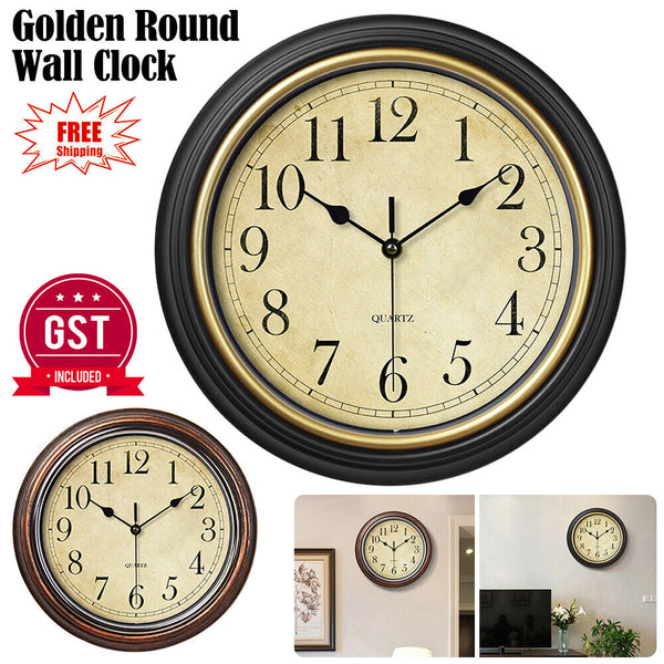 Wall Clock 30cm Quartz Round Wall Clock Silent Non-Ticking Home Office Decor AU