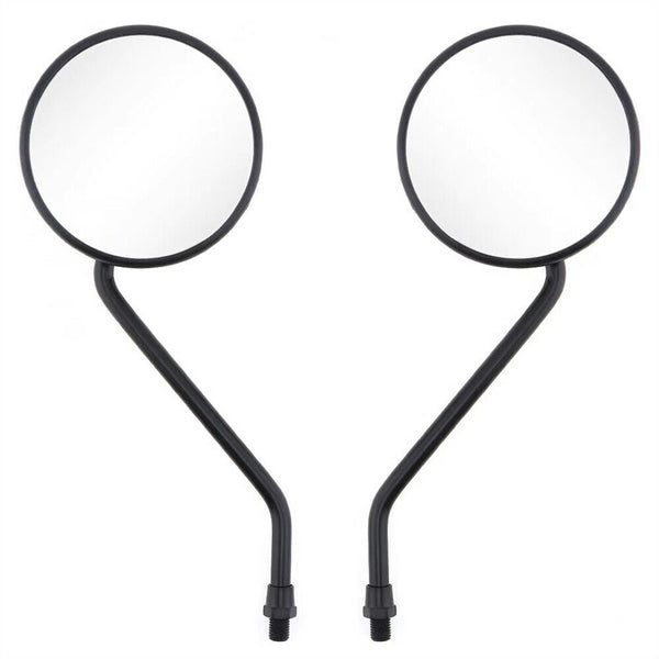 Pair round black motorcycle mirrors M10 10mm Thread Rear Side View Mirror