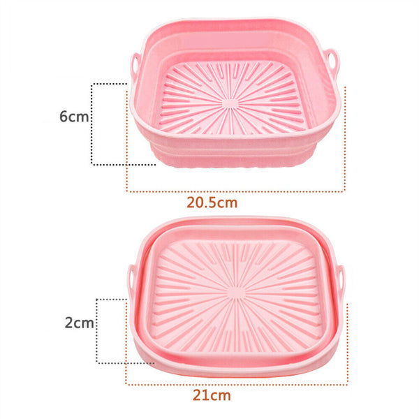 1/2X Air Fryer Silicone Pot Basket Liner Non-Stick Reusable Folding Baking Tray