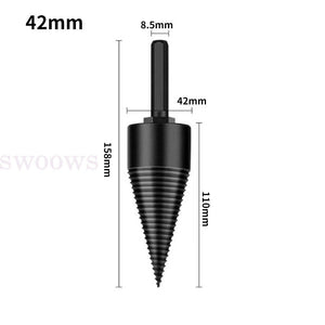 High Speed Twist Firewood Chop Wood Drill Bit Tool 32/42mm Splitting Cone