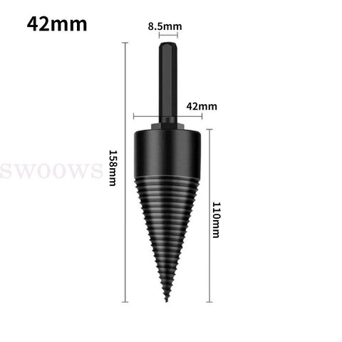 High Speed Twist Firewood Chop Wood Drill Bit Tool 32/42mm Splitting Cone