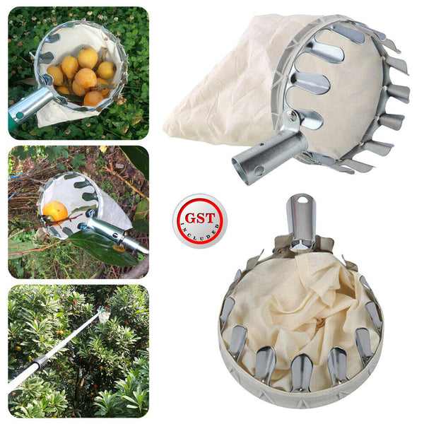 Fruit Picker with Bag Basket Garden Farm Fruit Catcher Harvest Picking Tool AU