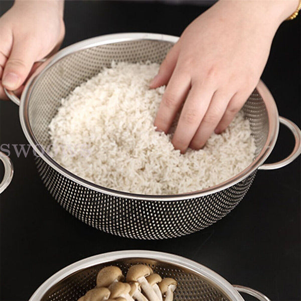 Stainless Steel Fine Mesh Strainer Colander Food Rice Vegetable Fruits Sieve