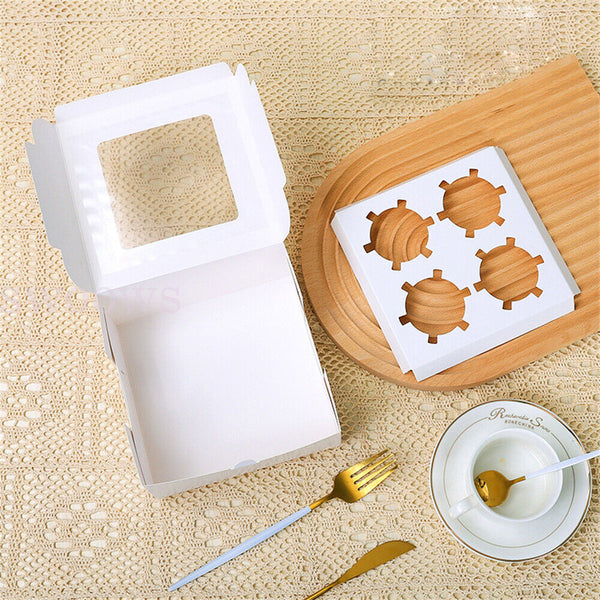 Cupcake Box Cases 4/6 holes Clear Window Cupcake Display Boxes Muffin Cup