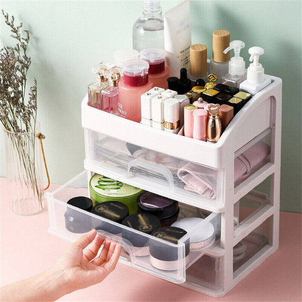 1-3 Drawer Makeup Organizer Container Box Cosmetic Storage Box Desk Case