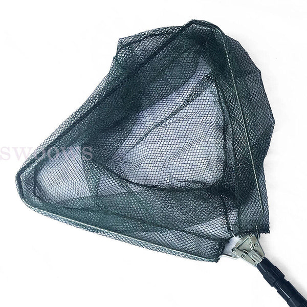 Fishing Landing Net Portable Black Triangle Fish Mesh Foldable Pole Handle