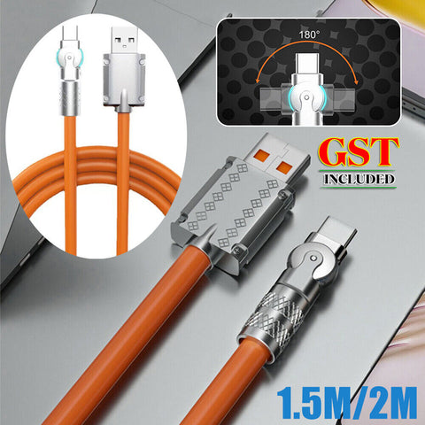 120W USB to Type C PD Fast Charger Cable 6A Lead Data Cord For Samsung iPhone