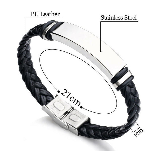 1/2x PU Leather Bracelet Gift for Dad Daddy Fathers Day Mens (without font)