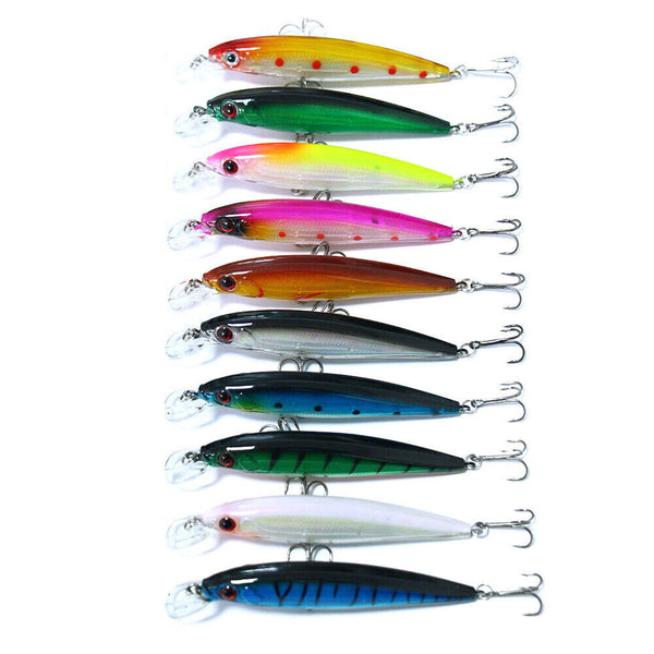 10pcs Fishing Minnow Lures 11cm Diving Barra Trevally Mackerel