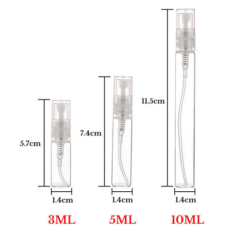 3/5/10ml Glass Perfume Bottle Atomizer Pump Spray Comestic Container