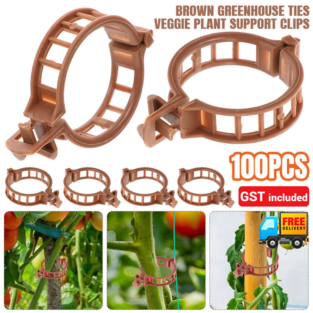 100pcs Tomato Greenhouse Ties Veggie Plant Support Clips Garden Trellis Stake