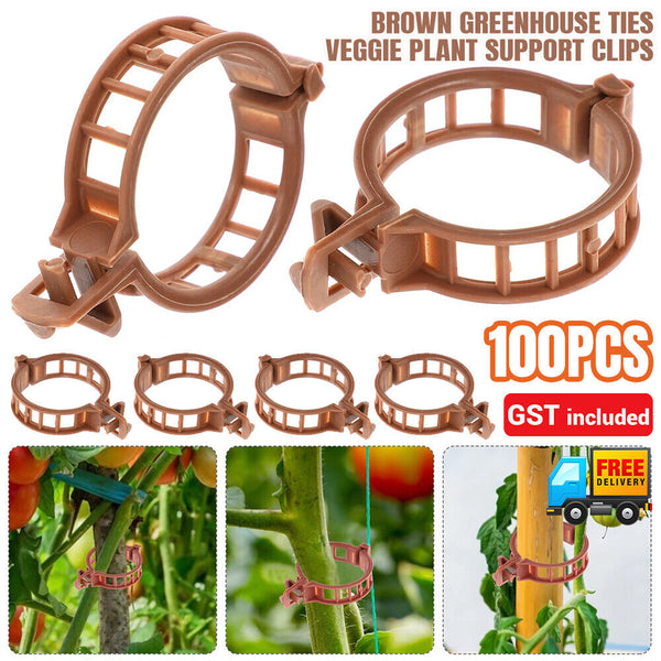 100pcs Tomato Greenhouse Ties Veggie Plant Support Clips Garden Trellis Stake