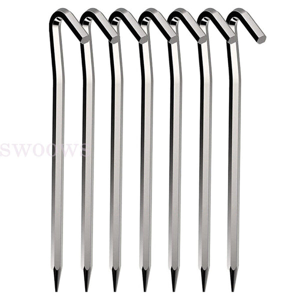 12/24 Aluminum Tent Pegs Hook Outdoor Camping Trip Ground Durable Nail Stakes