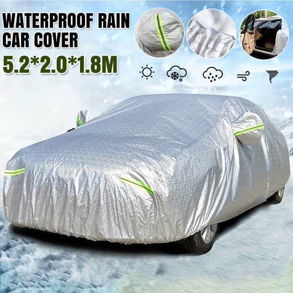 Waterproof Aluminum Car Cover 6 Layer Large Rain UV Dust Hail Resitant Full Size