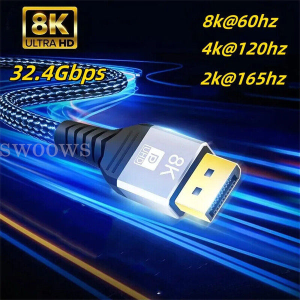 8K Displayport DP 1.4 Cable HDR 4K/144Hz Display Port Male to Male Hight Speed