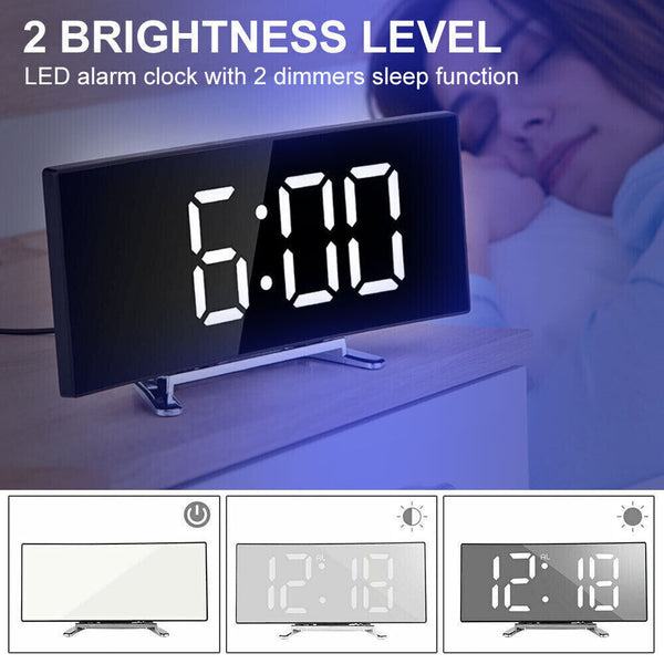 Bedside Digital Clock LED Display Desk Table Time Temperature Alarm Modern Decor