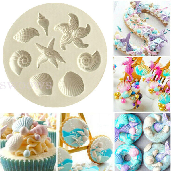 Sea Shell Silicone Fondant Mould Cake Sugar Craft Starfish Icing Baking Mold AU