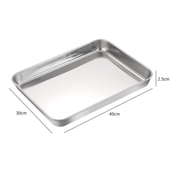 Stainless Steel Baking Pan Toaster Oven Tray Pans Baking Dish BBQ Cookie Cake AU