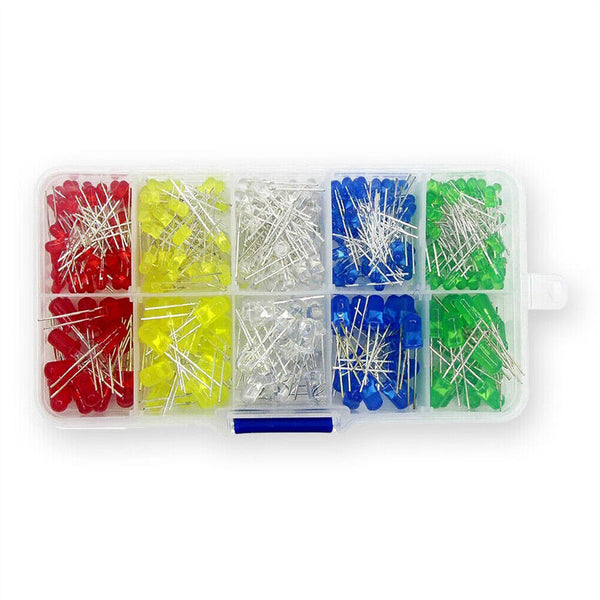 300Pcs 3V 3mm 5mm Light Emitting Diode LED Lamp Assorted Kit Red White Green AU